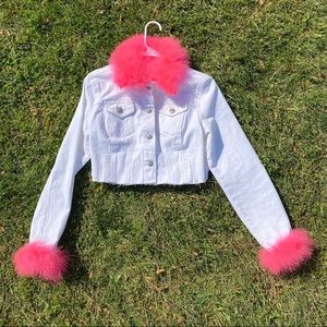 Electric Pink💕 Faux Fur Denim Jacket